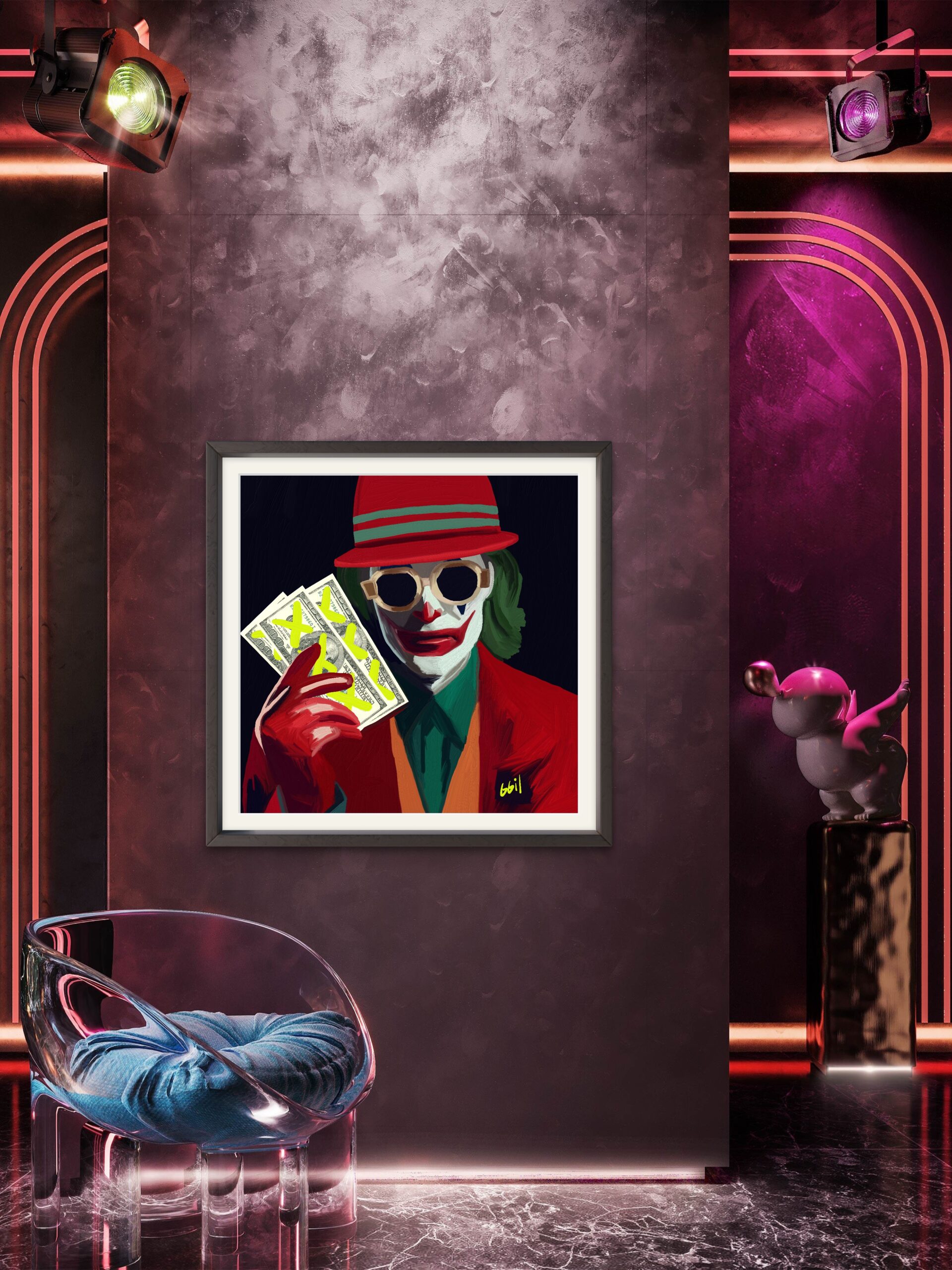 Guasón- 80X80 cm MARCO NEGRO