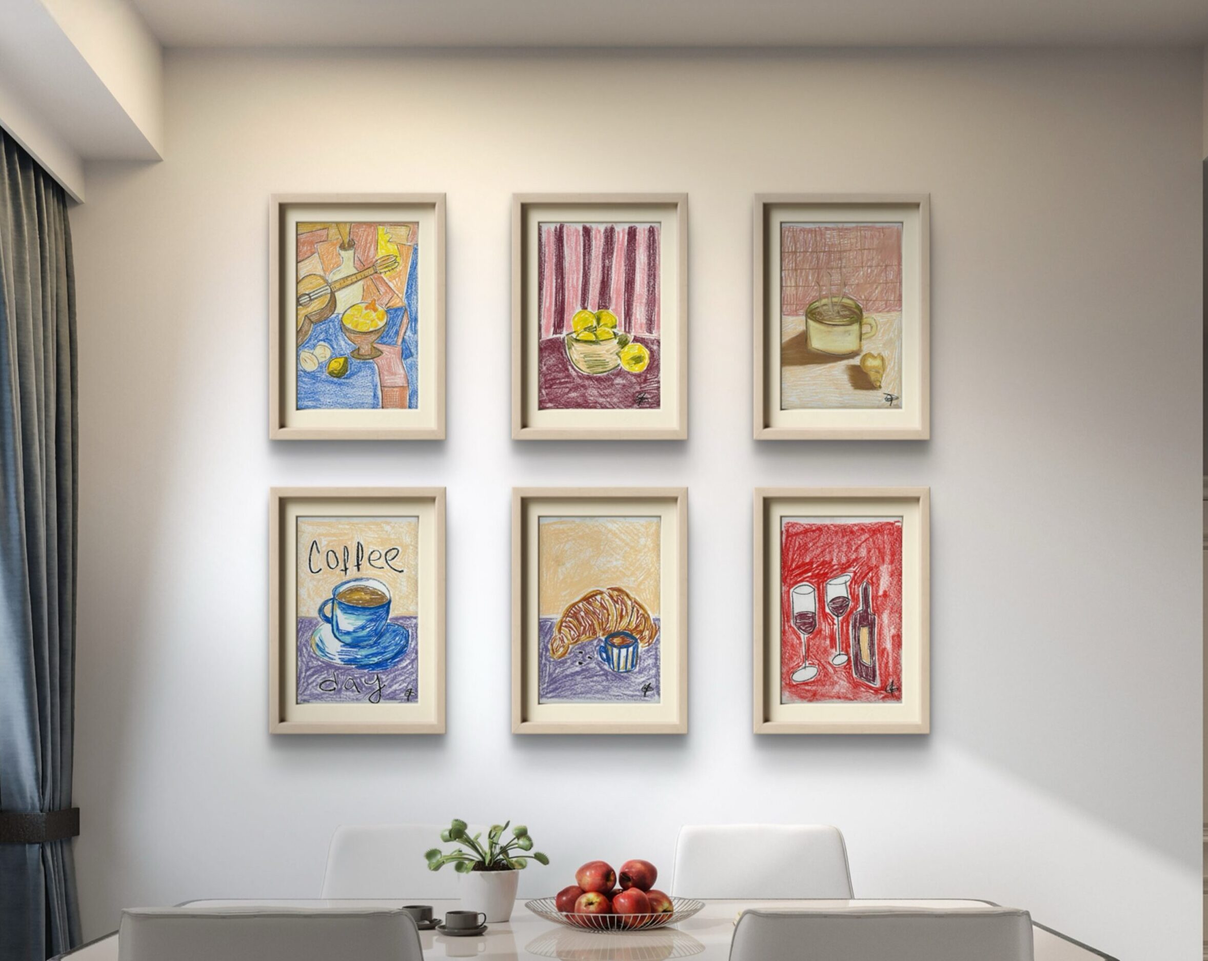 6 obras en tiza – 30×40 cm