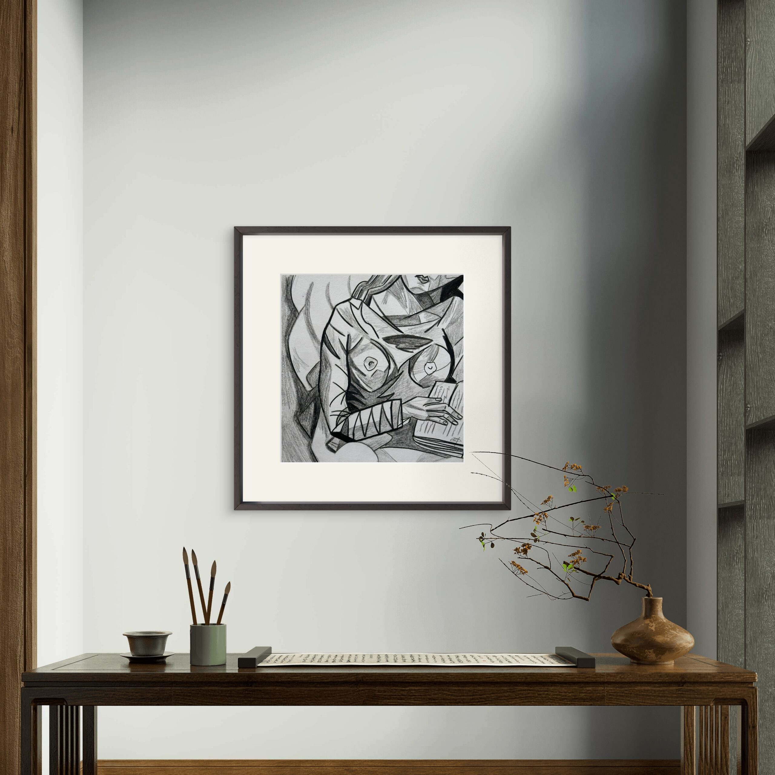 Encuentro – Grafito 28X28CM MEDIDA TOTAL