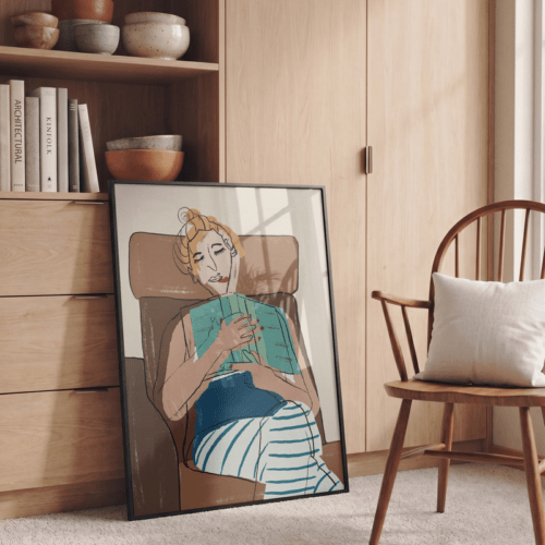 Leyendo - 60x47cm medida total - Reproducción Gráfica