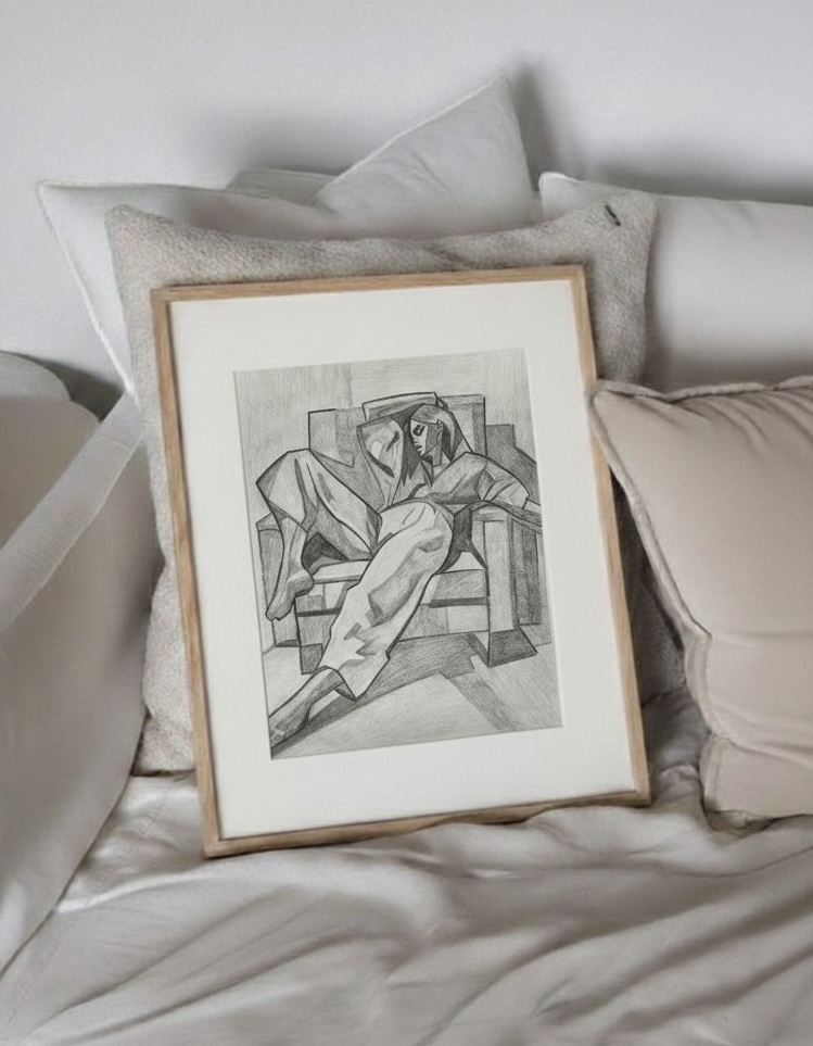 Poe hoy basta – Grafito 40×50 MEDIDA TOTAL CON MARCO