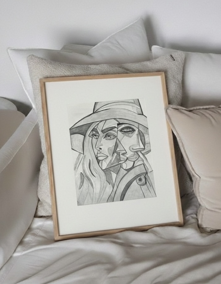 Cambiantes – Grafito 40×50 MEDIDA TOTAL CON MARCO