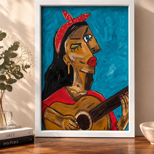 La guitarrista - 40x30cm- Óleo sobre papel